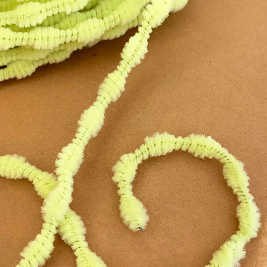 Tiny 3/8" Bump Chenille for Retro Crafts in Lemon-Lime ~ 1 yd.